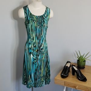 Allison Daley torquoise patterned sleeveless dress